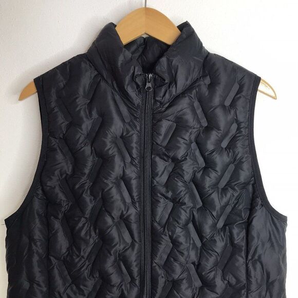Tangerine Womens Puffer Vest Black Full Zip Packable Pockets Active Wear Medium - Picture 2 of 12